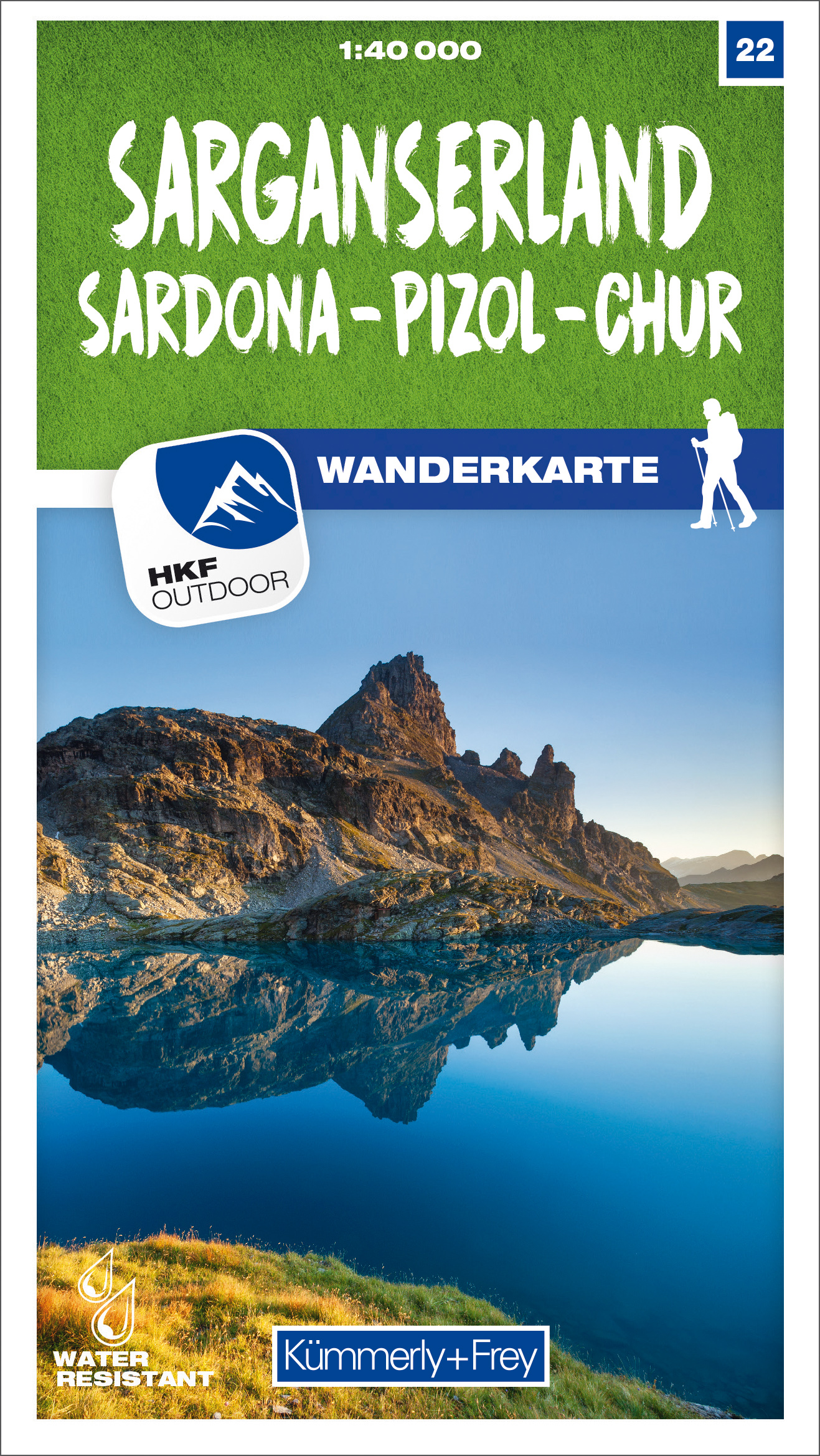 Online bestellen: Wandelkaart 22 Sarganserland / Sardona / Pizol / Chur | Kümmerly & Frey