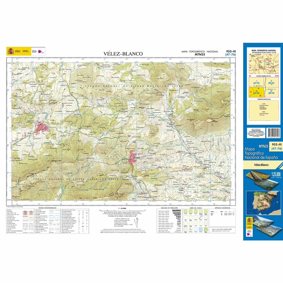 Online bestellen: Topografische kaart 952-III Vélez-Blanco | CNIG - Instituto Geográfico Nacional1