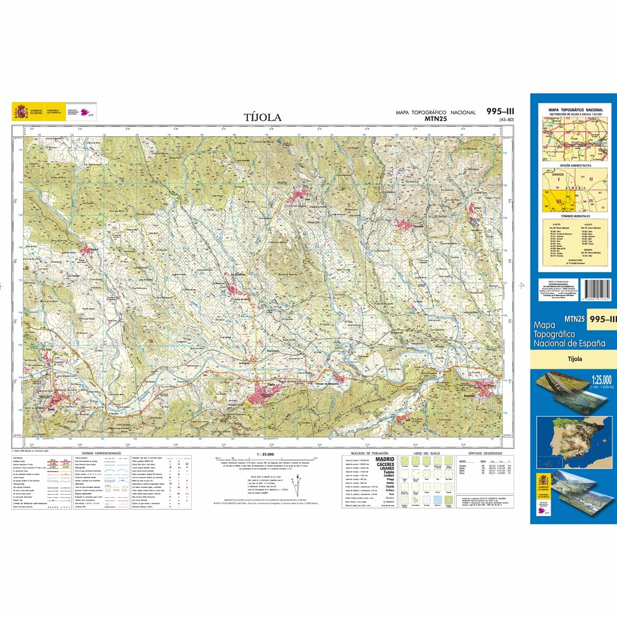 Online bestellen: Topografische kaart 995-III Tíjola | CNIG - Instituto Geográfico Nacional1