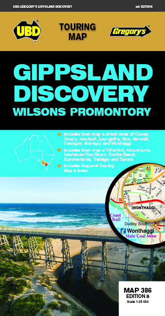 Online bestellen: Wegenkaart - landkaart 386 Gippsland Discovery | UBD Gregory's