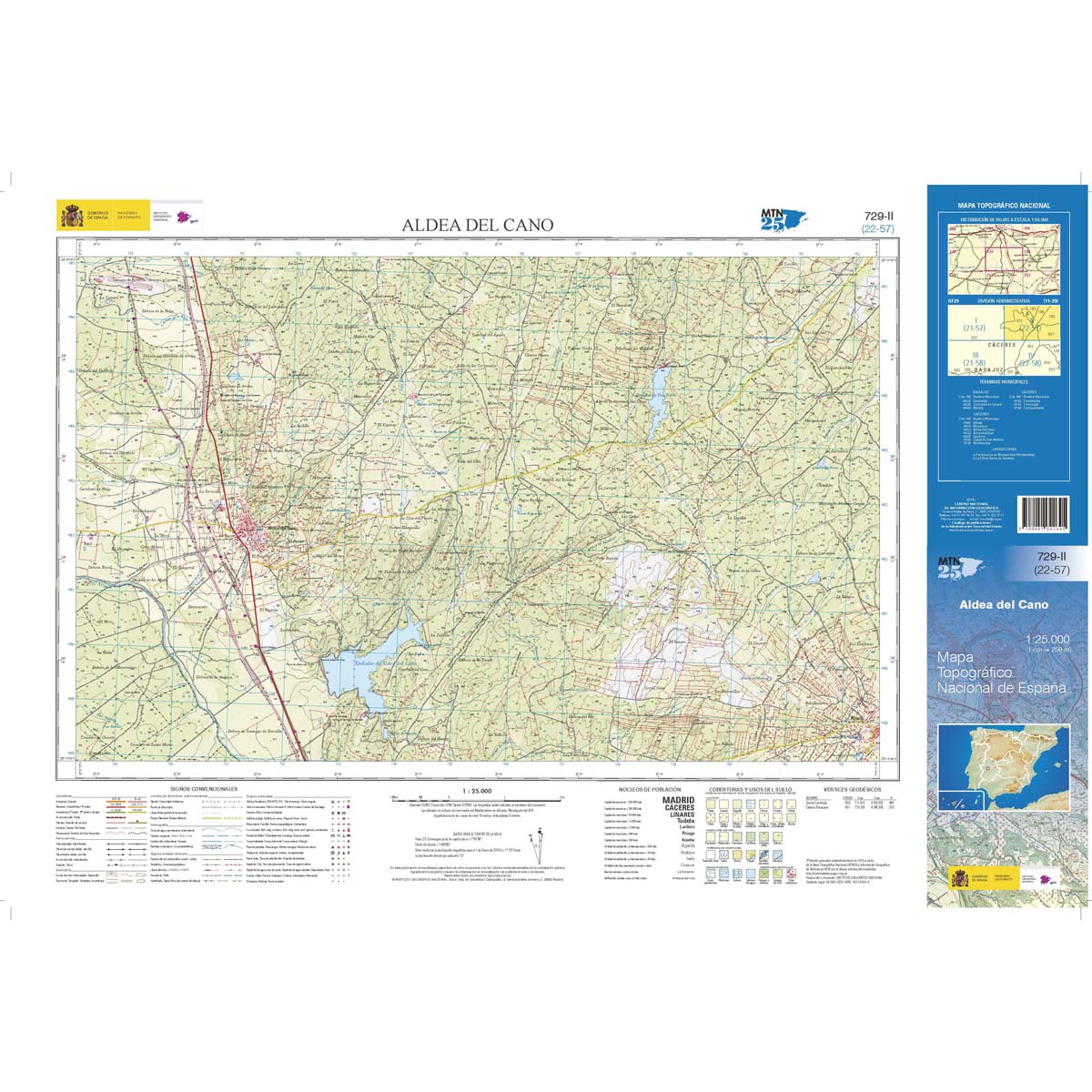 Online bestellen: Topografische kaart 729-II Aldea del Cano | CNIG - Instituto Geográfico Nacional1