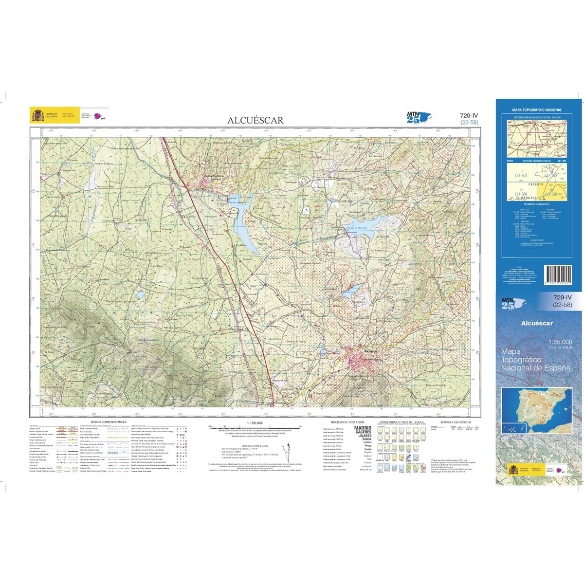 Online bestellen: Topografische kaart 729-IV Alcuéscar | CNIG - Instituto Geográfico Nacional1