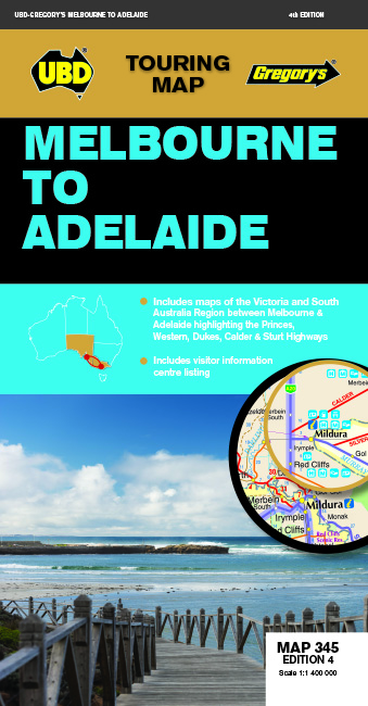 Online bestellen: Wegenkaart - landkaart 345 Melbourne to Adelaide | UBD Gregory's