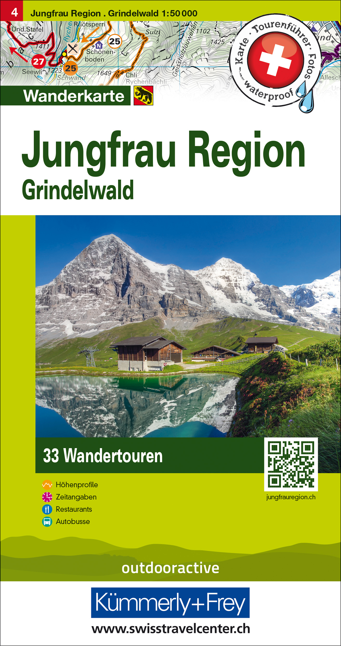 Online bestellen: Wandelkaart 4 Jungfrau Regio / Grindelwald | Hallwag