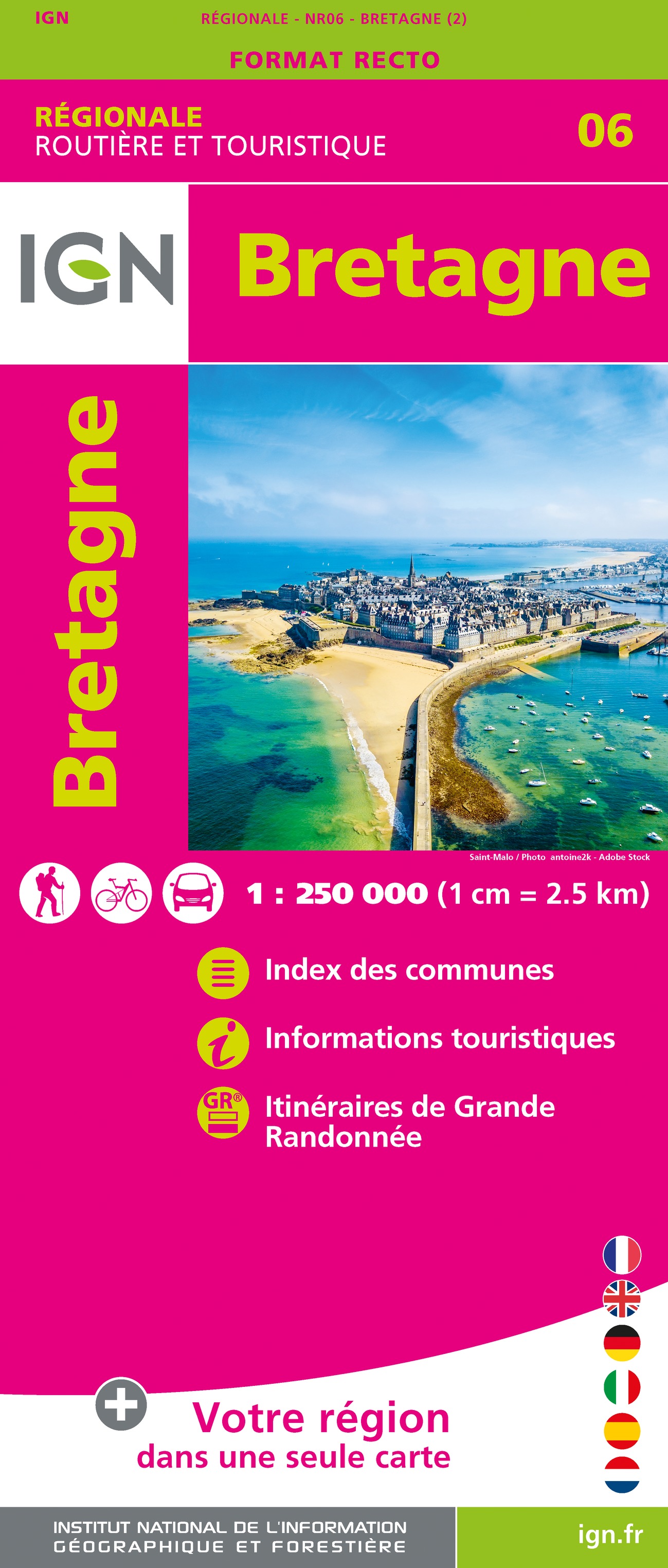 Online bestellen: Wegenkaart - landkaart 06 Carte Regionale Bretagne | IGN - Institut Géographique National