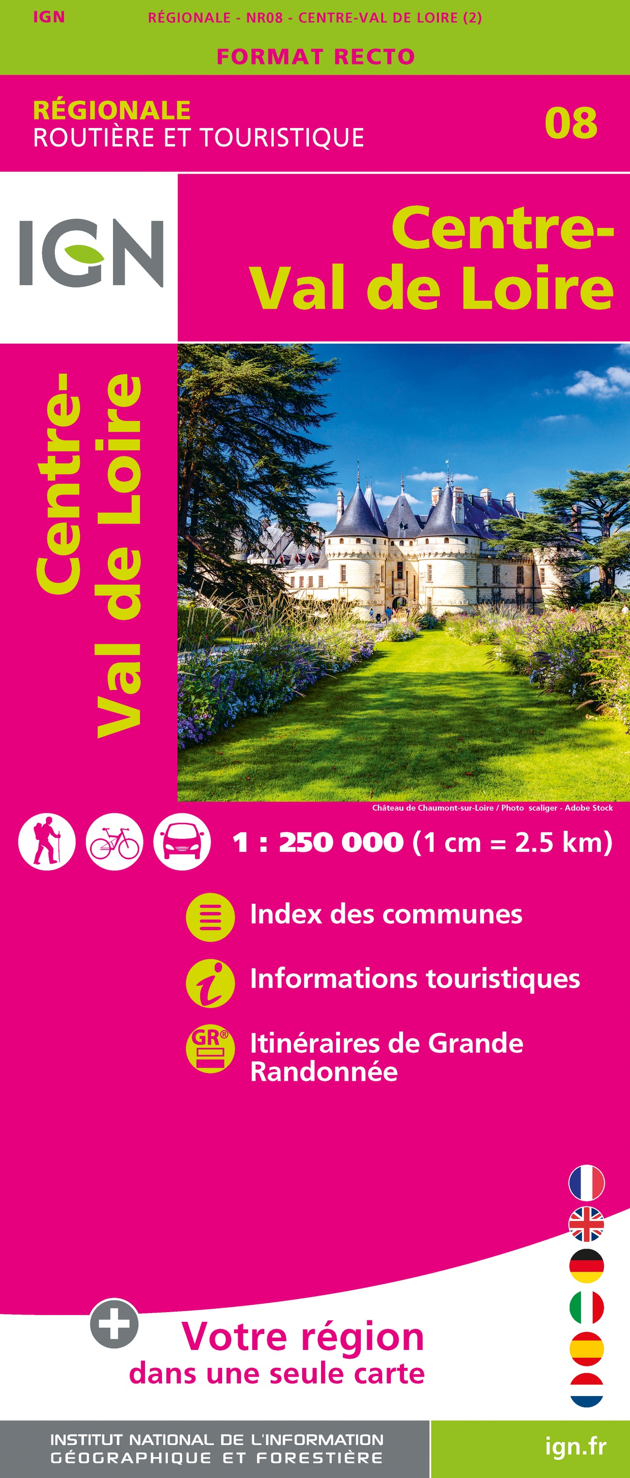 Online bestellen: Wegenkaart - landkaart 08 Carte Regionale Centre - Val de Loire | IGN - Institut Géographique National