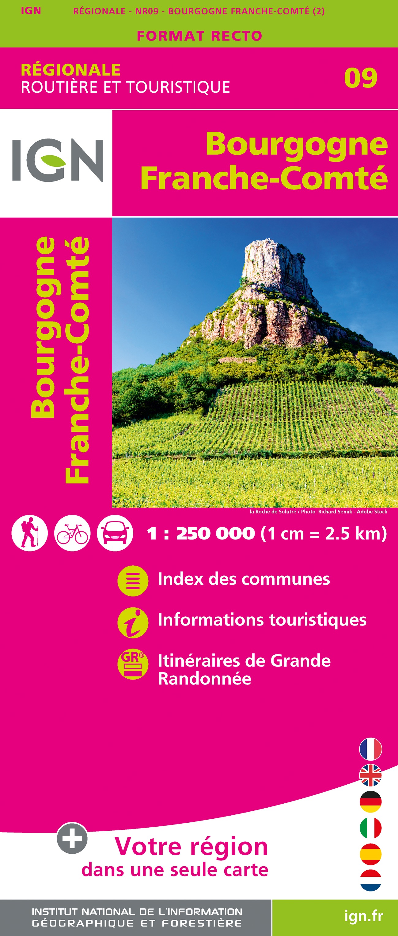 Online bestellen: Wegenkaart - landkaart 09 Carte Regionale Bourgogne - Franche-Comté | IGN - Institut Géographique National