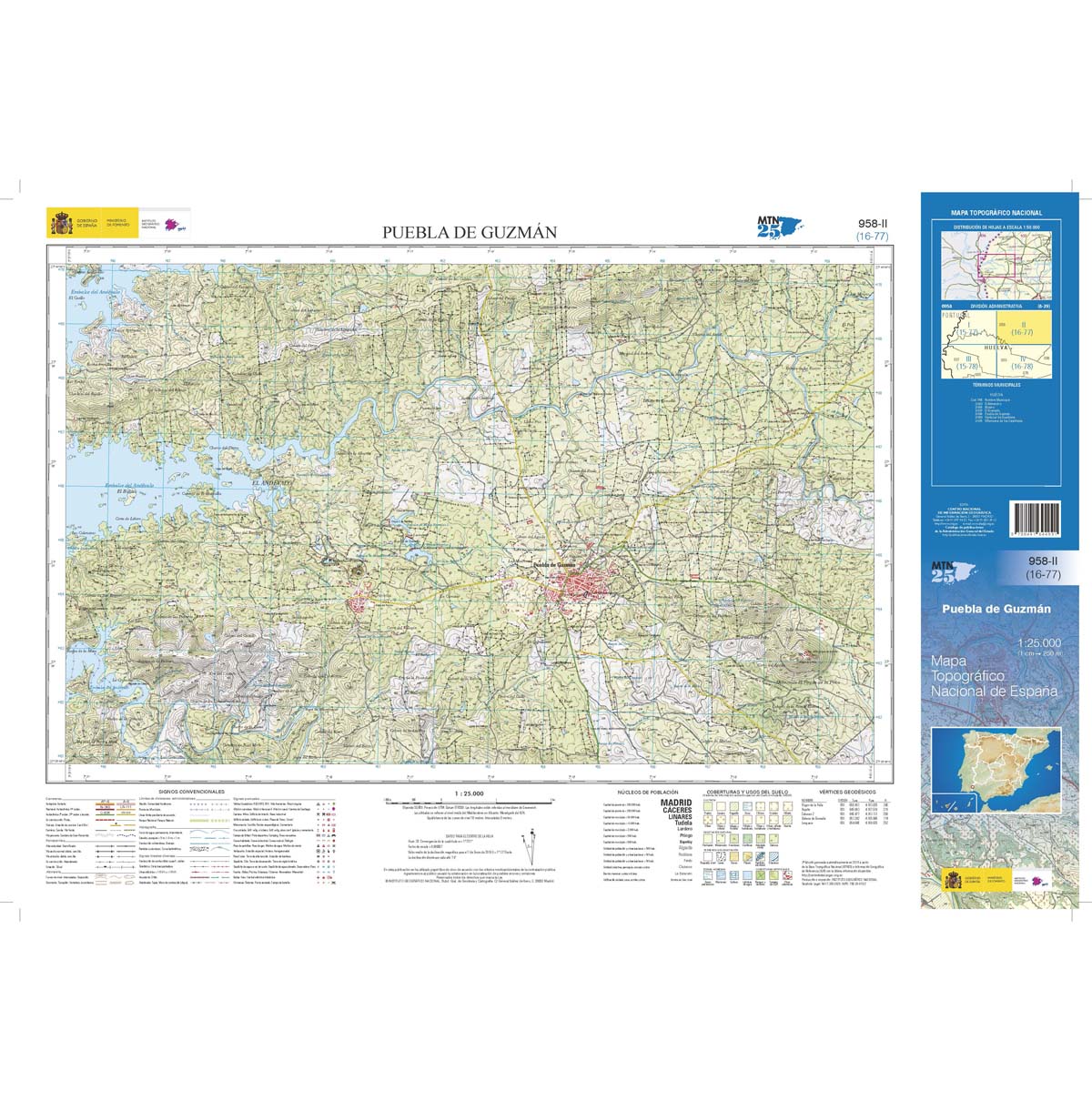 Online bestellen: Topografische kaart 958-II Puebla de Guzmán | CNIG - Instituto Geográfico Nacional1