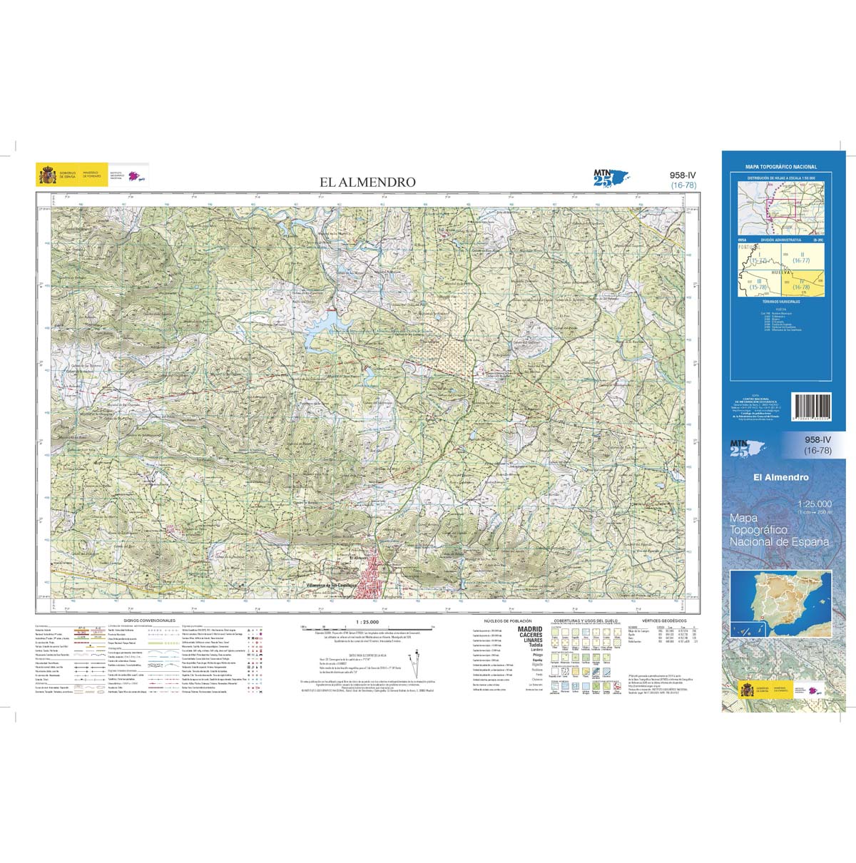 Online bestellen: Topografische kaart 958-IV El Almendro | CNIG - Instituto Geográfico Nacional1