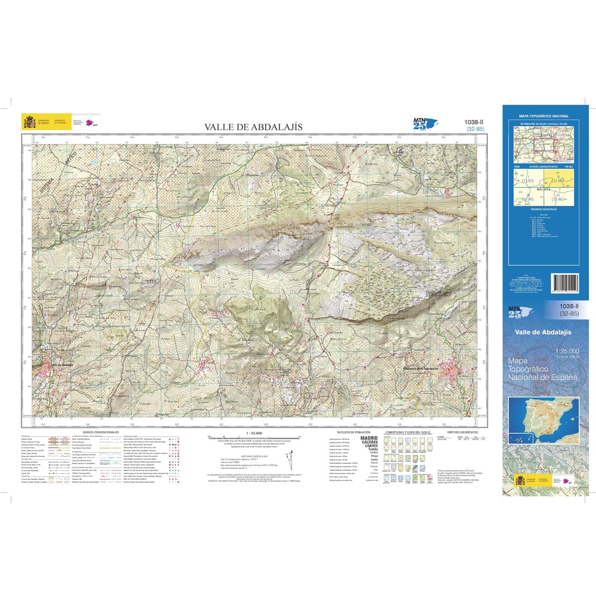 Online bestellen: Topografische kaart 1038-II Valle de Abdalajís | CNIG - Instituto Geográfico Nacional1