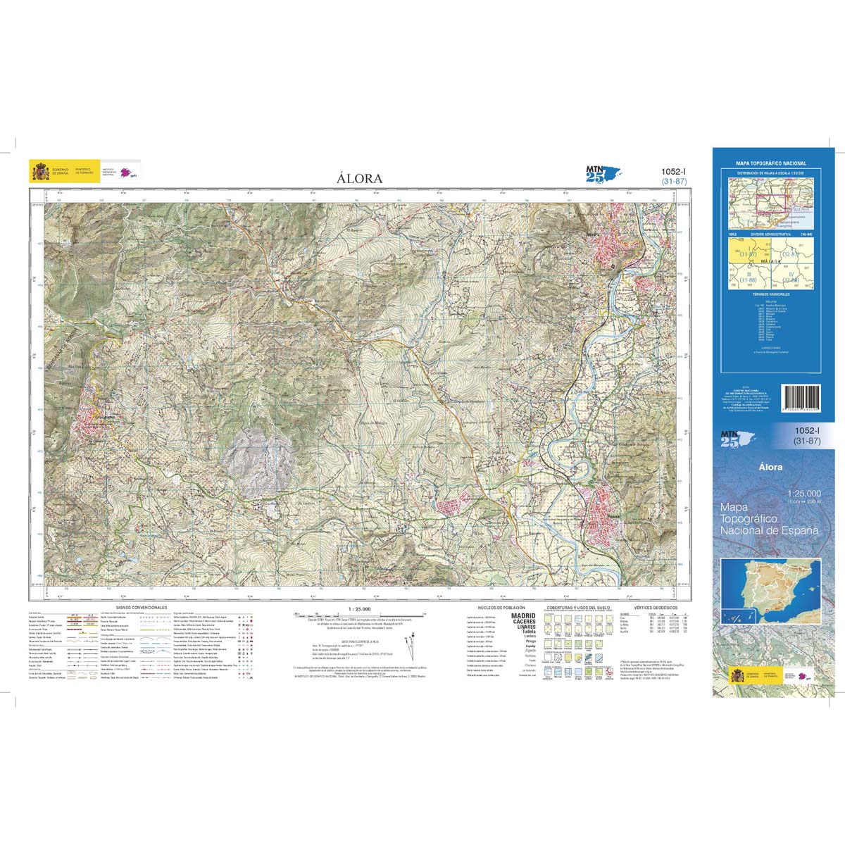 Online bestellen: Topografische kaart 1052-I Álora | CNIG - Instituto Geográfico Nacional1