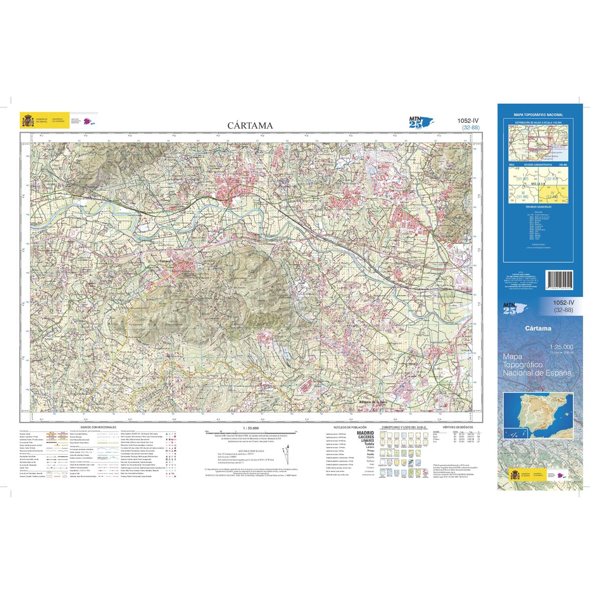 Online bestellen: Topografische kaart 1052-IV Cártama | CNIG - Instituto Geográfico Nacional1