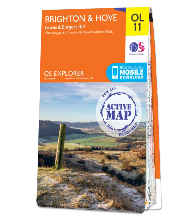 Online bestellen: Wandelkaart - Topografische kaart 11 OS Explorer Map | Active Brighton / Hove / Lewes / Burgess Hil | Ordnance Survey