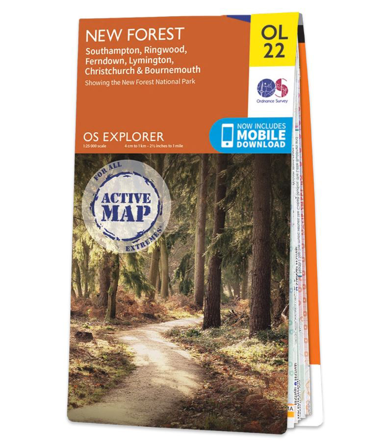 Online bestellen: Wandelkaart - Topografische kaart 22 OS Explorer Map | Active New Forest / Southampton / Ringwood | Ordnance Survey