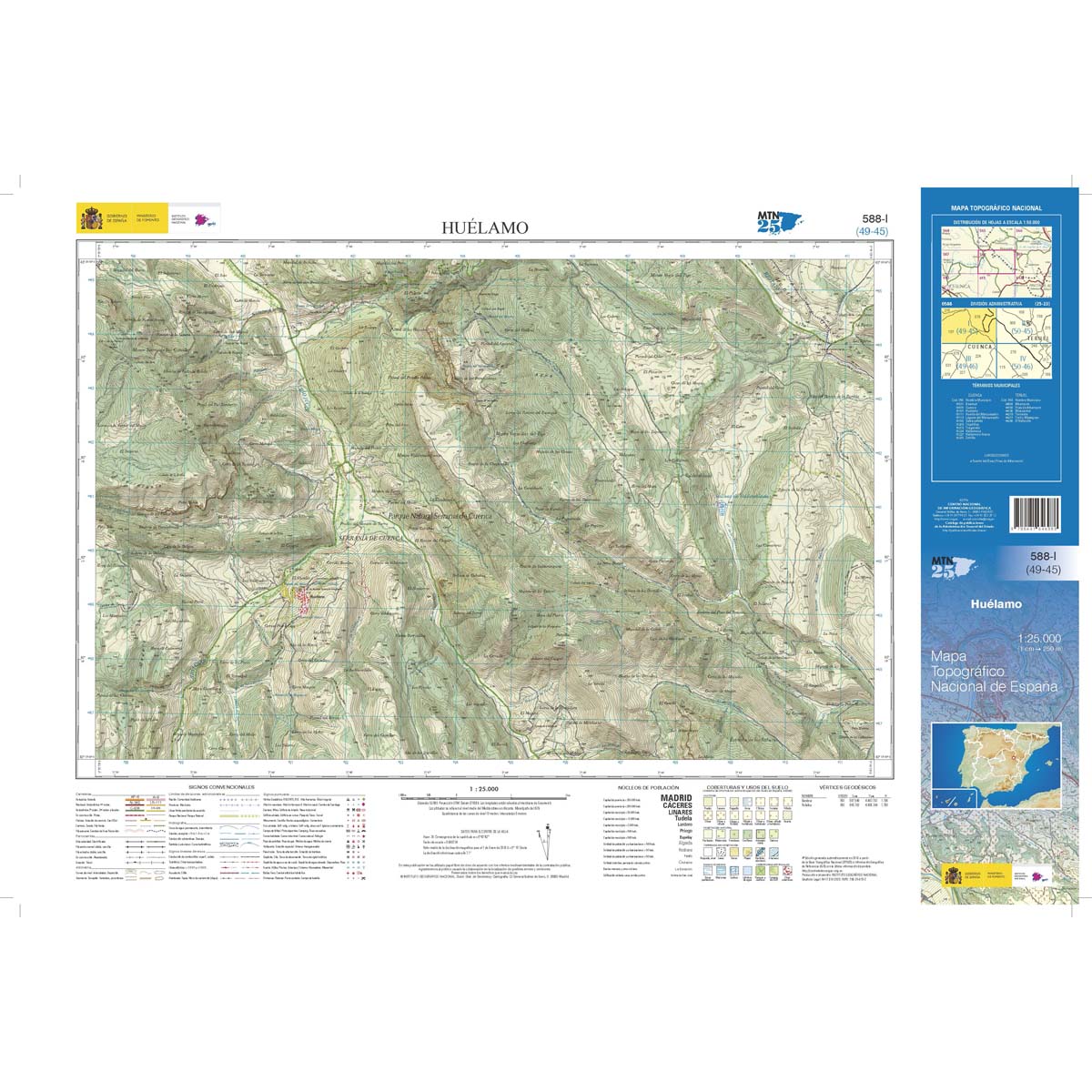 Online bestellen: Topografische kaart 588-I Huélamo | CNIG - Instituto Geográfico Nacional1