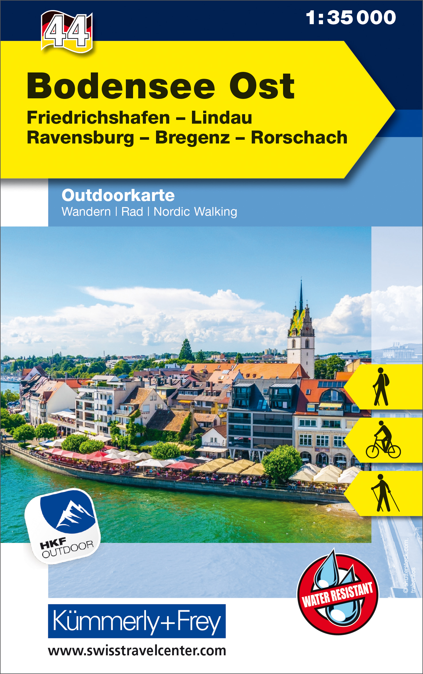 Online bestellen: Wandelkaart 44 Outdoorkarte Bodensee ost | Kümmerly & Frey