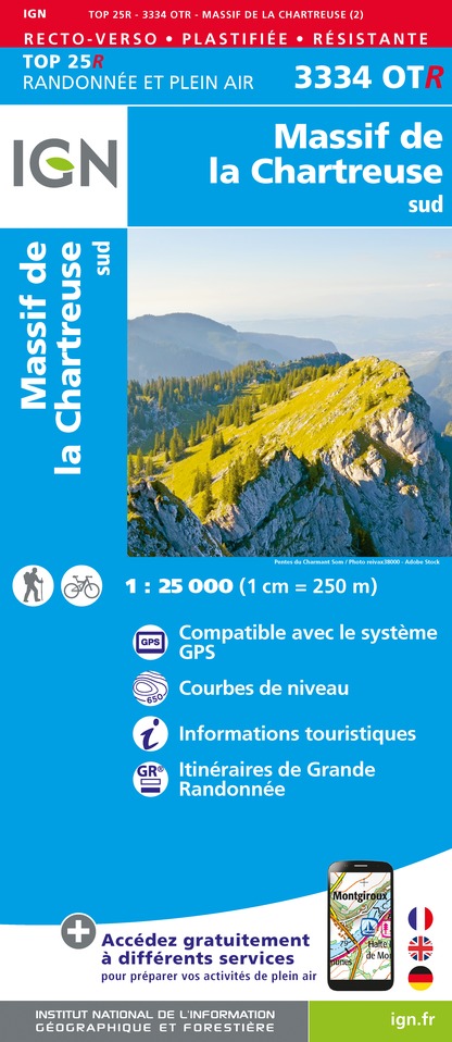 Online bestellen: Wandelkaart 3334OTR Massif de la Chartreuse Sud | IGN - Institut Géographique National