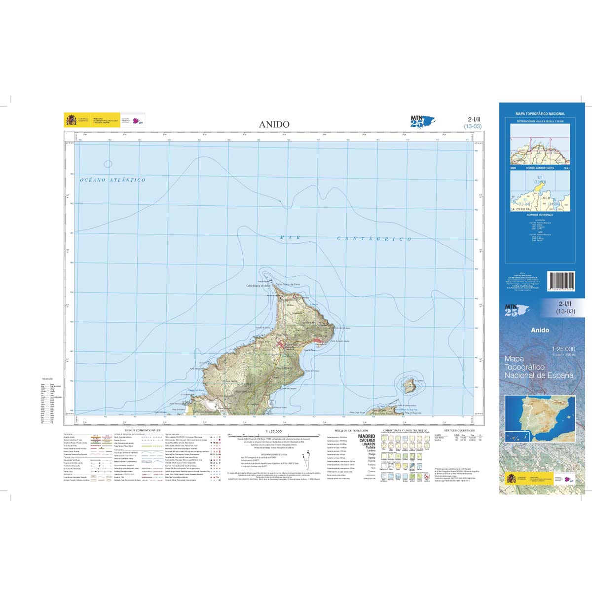 Online bestellen: Topografische kaart 2-I/II Anido | CNIG - Instituto Geográfico Nacional1