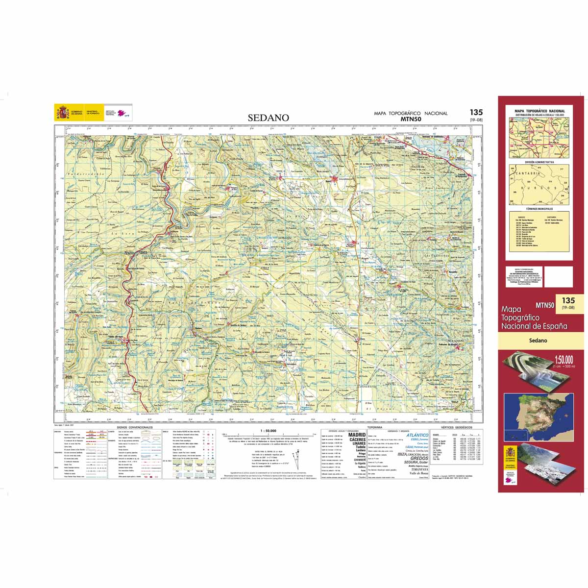 Online bestellen: Topografische kaart 135 MT50 Sedano | CNIG - Instituto Geográfico Nacional1