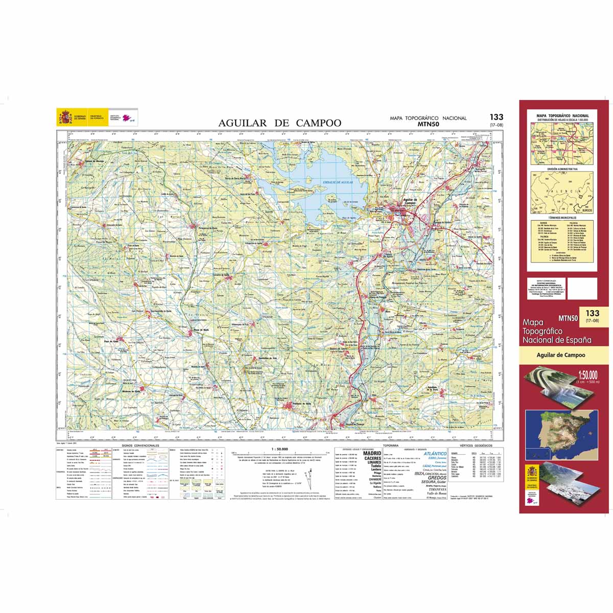 Online bestellen: Topografische kaart 133 MT50 Aguilar de Campoo | CNIG - Instituto Geográfico Nacional1