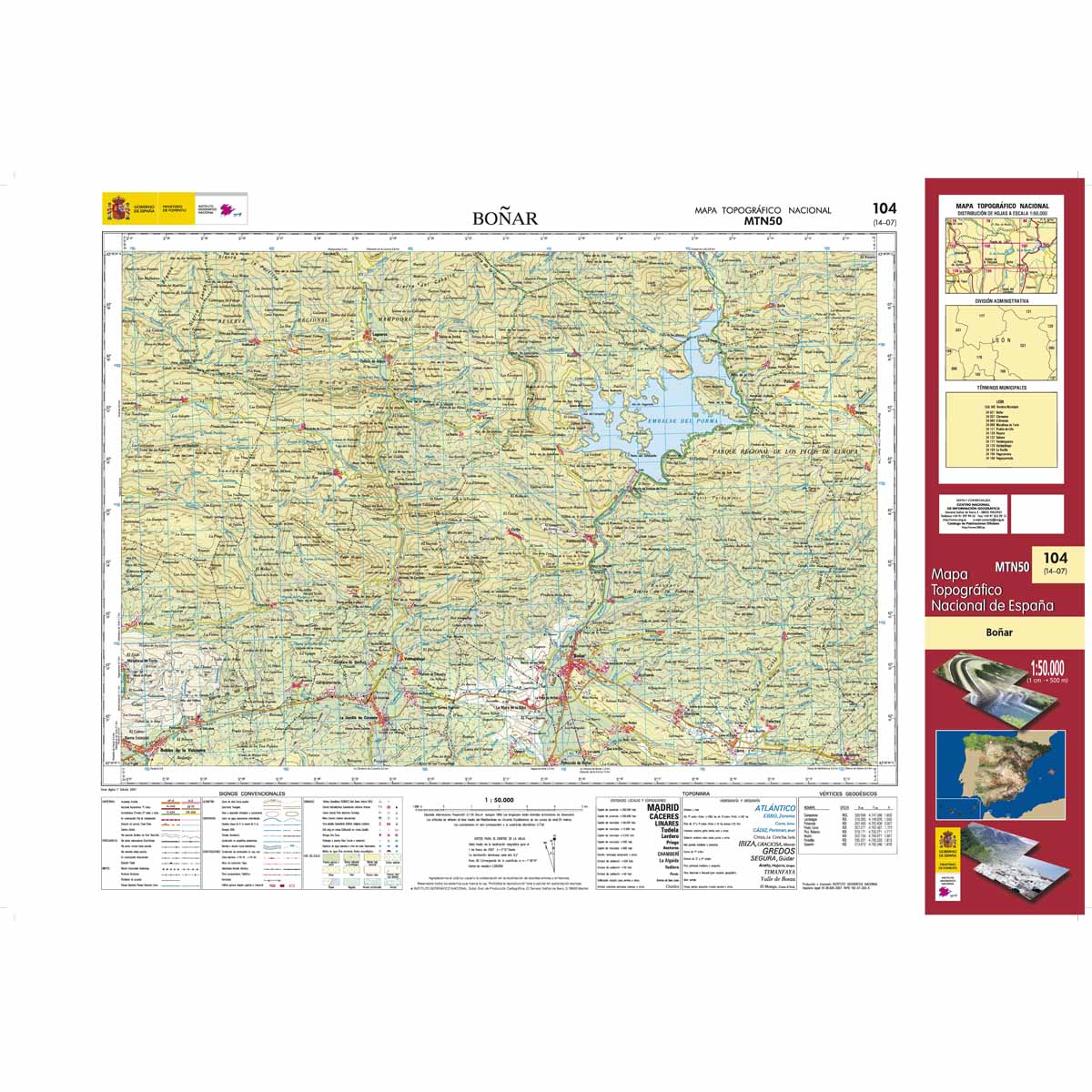 Online bestellen: Topografische kaart 104 MT50 Boñar | CNIG - Instituto Geográfico Nacional1