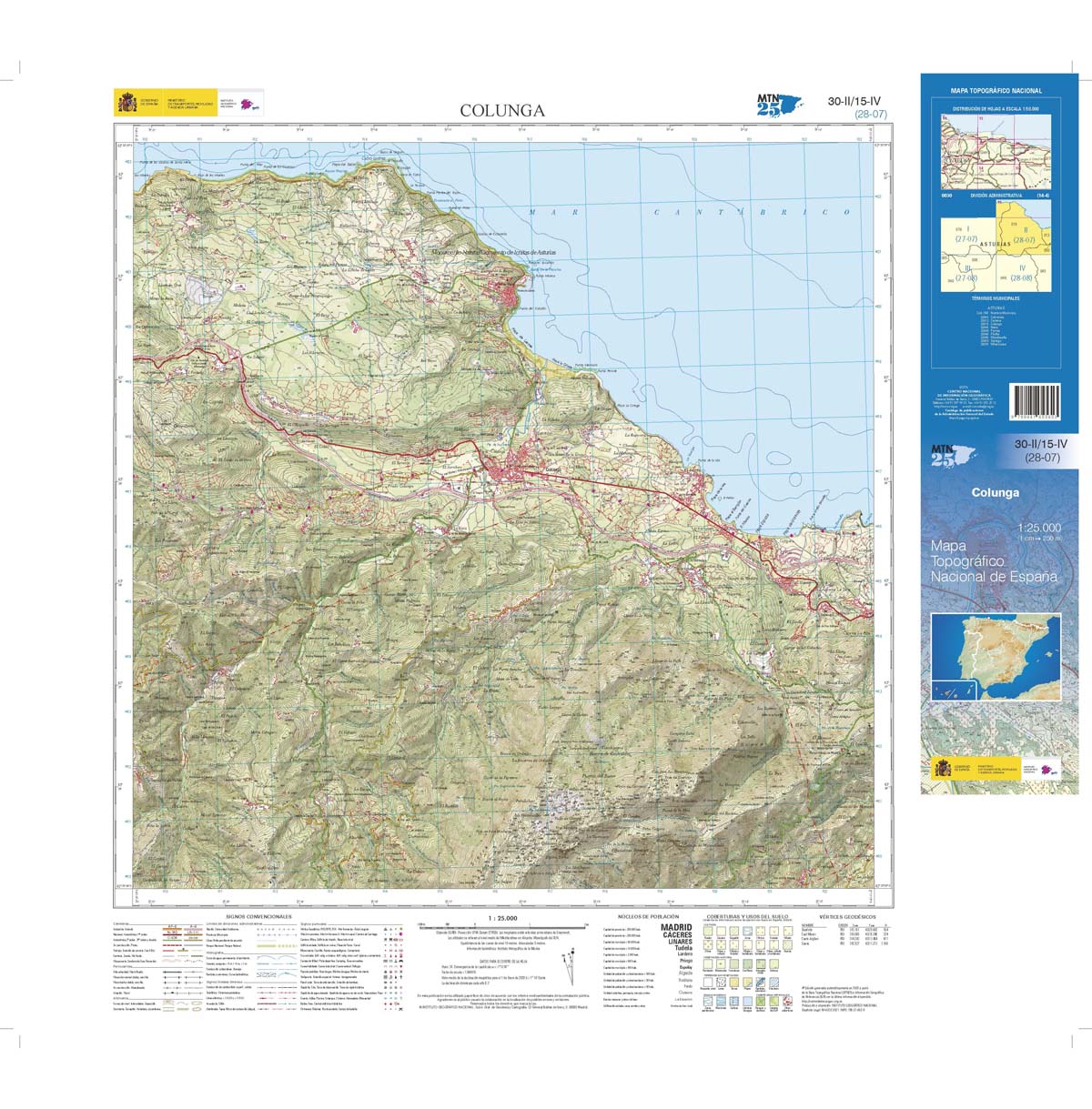 Online bestellen: Topografische kaart 30-II/15-IV Colunga | CNIG - Instituto Geográfico Nacional1