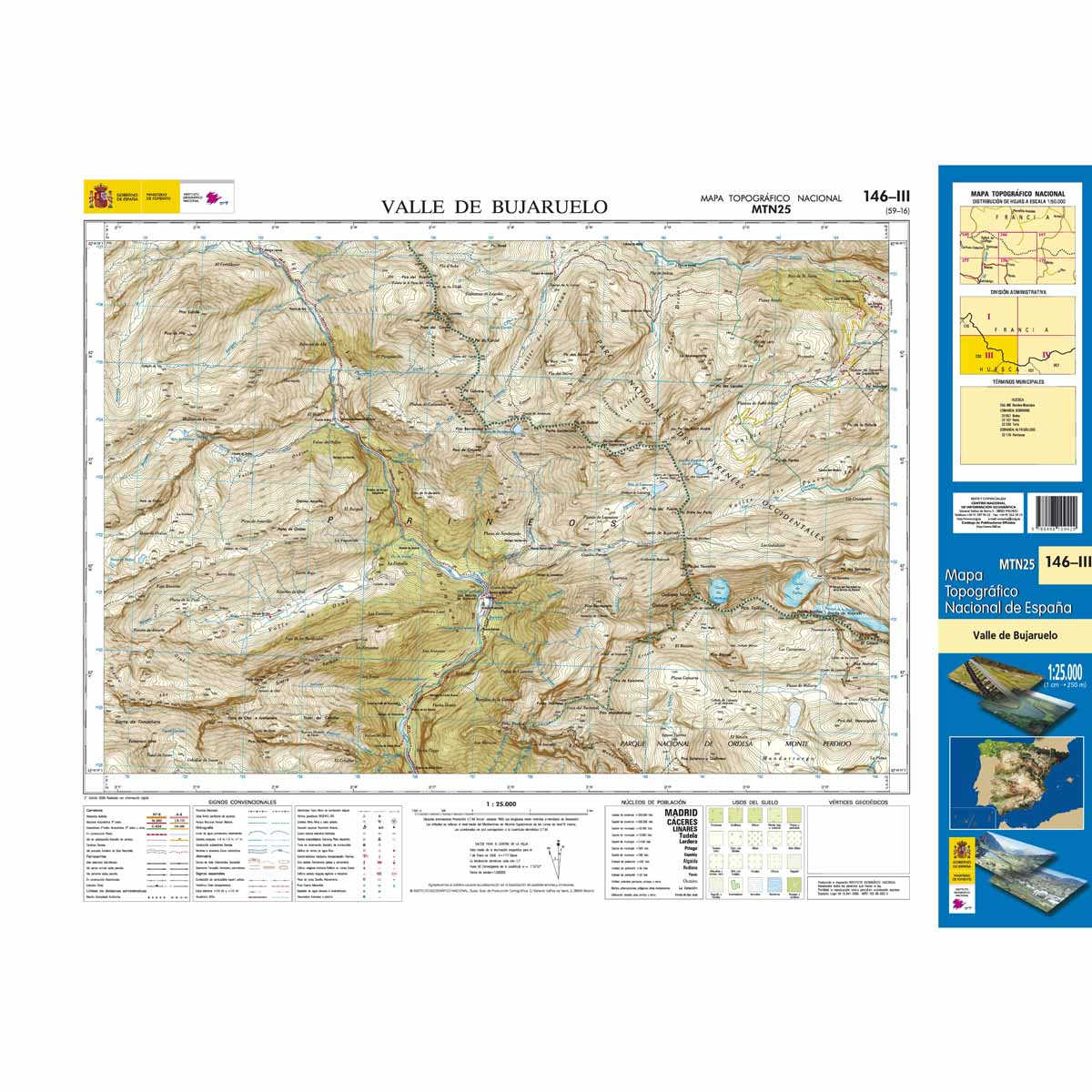 Online bestellen: Topografische kaart 146-III Valle de Bujaruelo | CNIG - Instituto Geográfico Nacional1