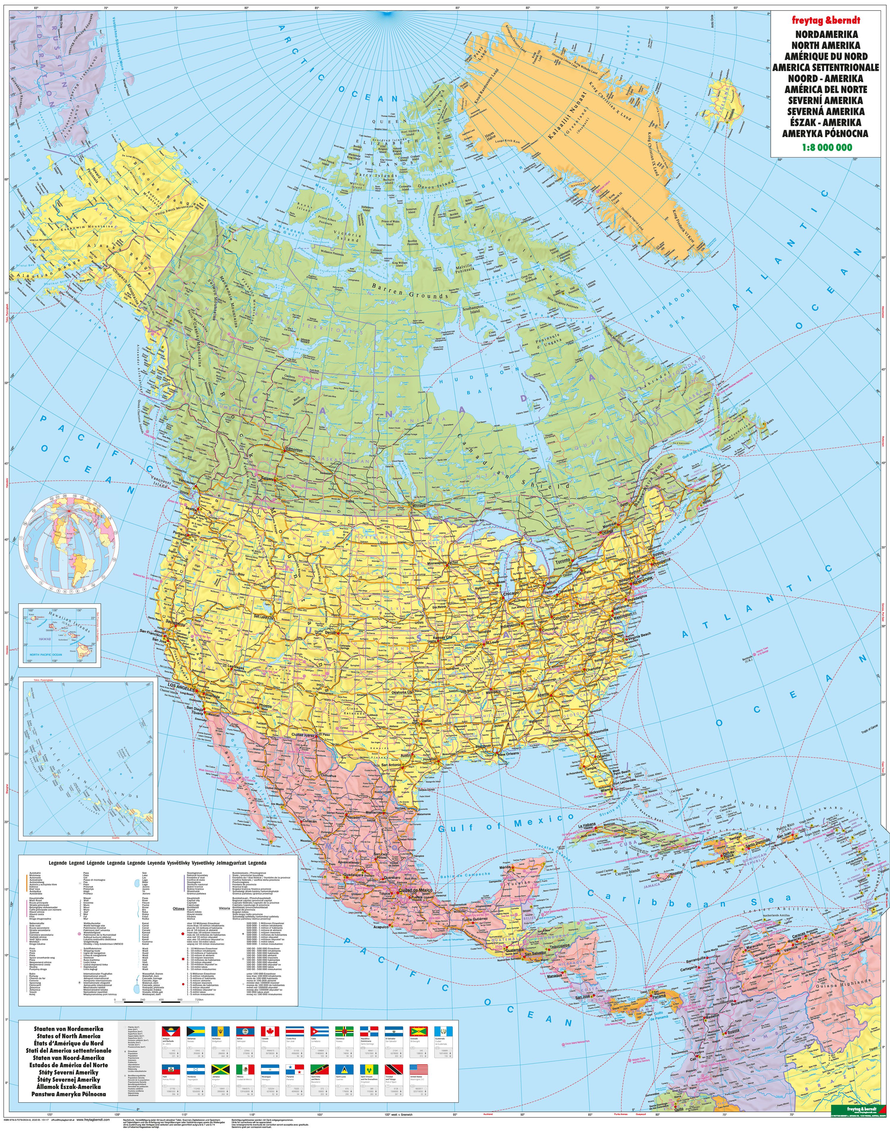 Wandkaart North America Politi…