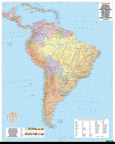 Wandkaart South America Politi…