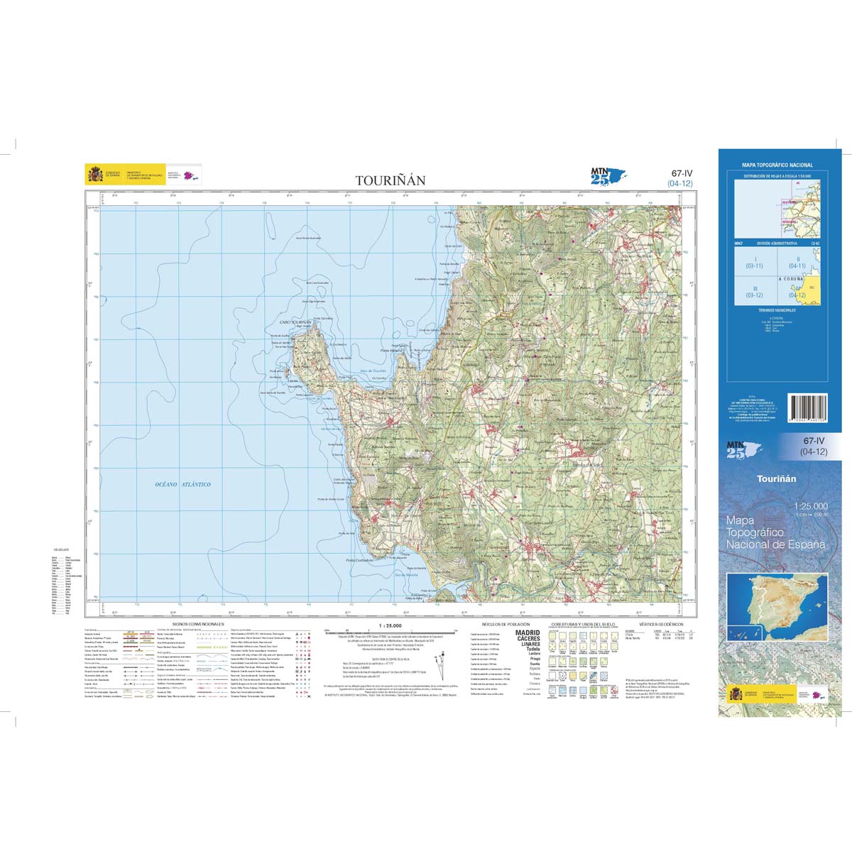 Online bestellen: Topografische kaart 67-IV Touriñán | CNIG - Instituto Geográfico Nacional1