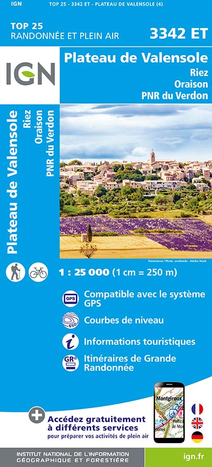 Online bestellen: Wandelkaart - Topografische kaart 3342ET Plateau de Valensole | IGN - Institut Géographique National