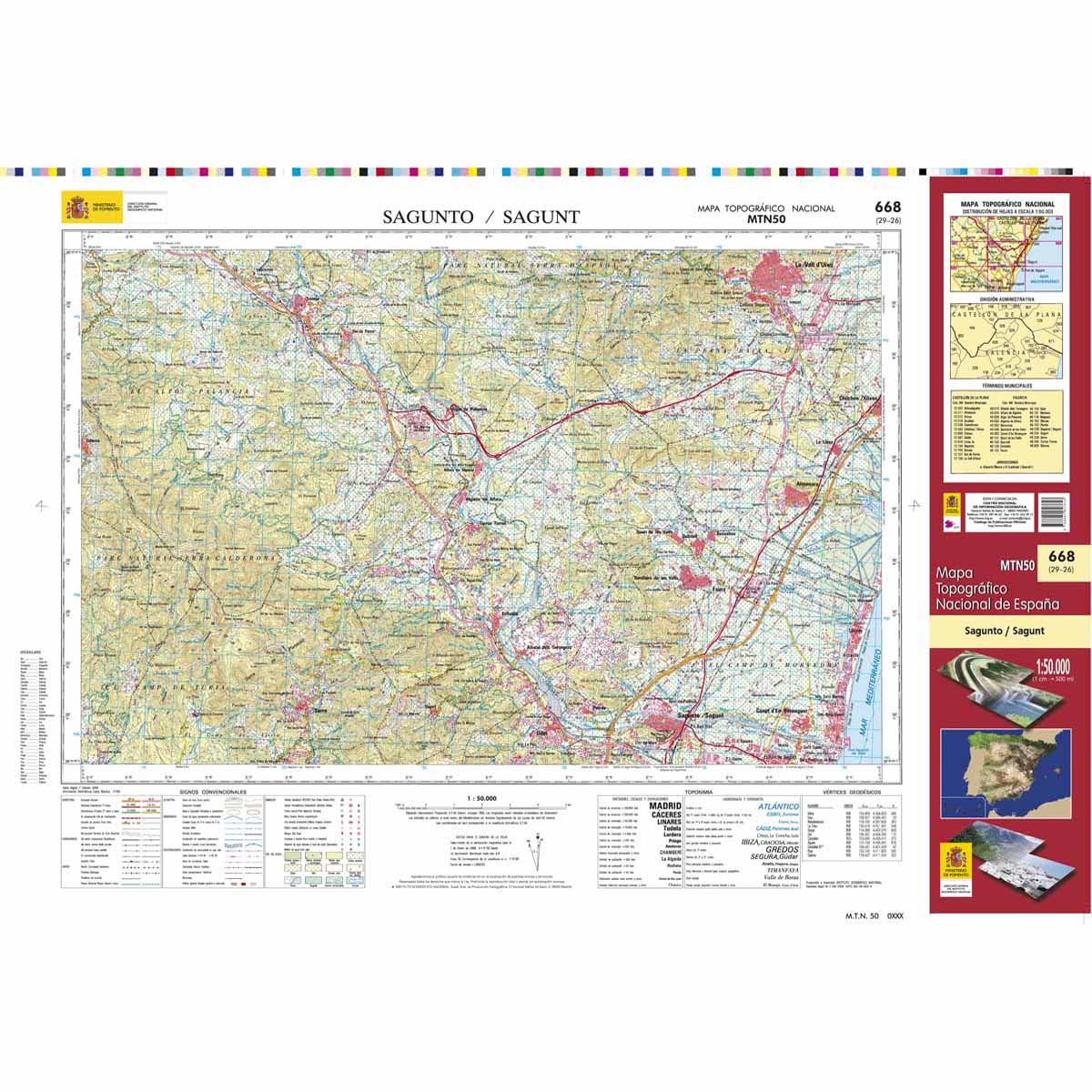 Online bestellen: Topografische kaart 668 MT50 Sagunto/Sagunt | CNIG - Instituto Geográfico Nacional1