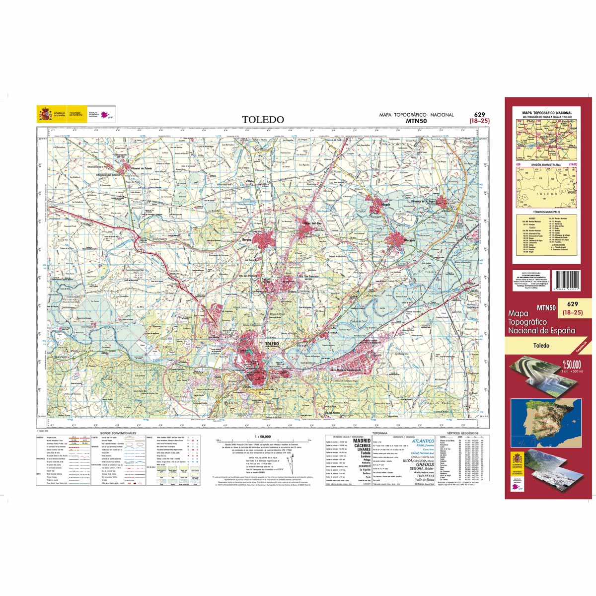 Online bestellen: Topografische kaart 629 MT50 Toledo | CNIG - Instituto Geográfico Nacional1