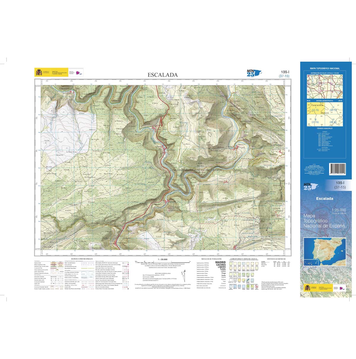 Online bestellen: Topografische kaart 135-I Escalada | CNIG - Instituto Geográfico Nacional1