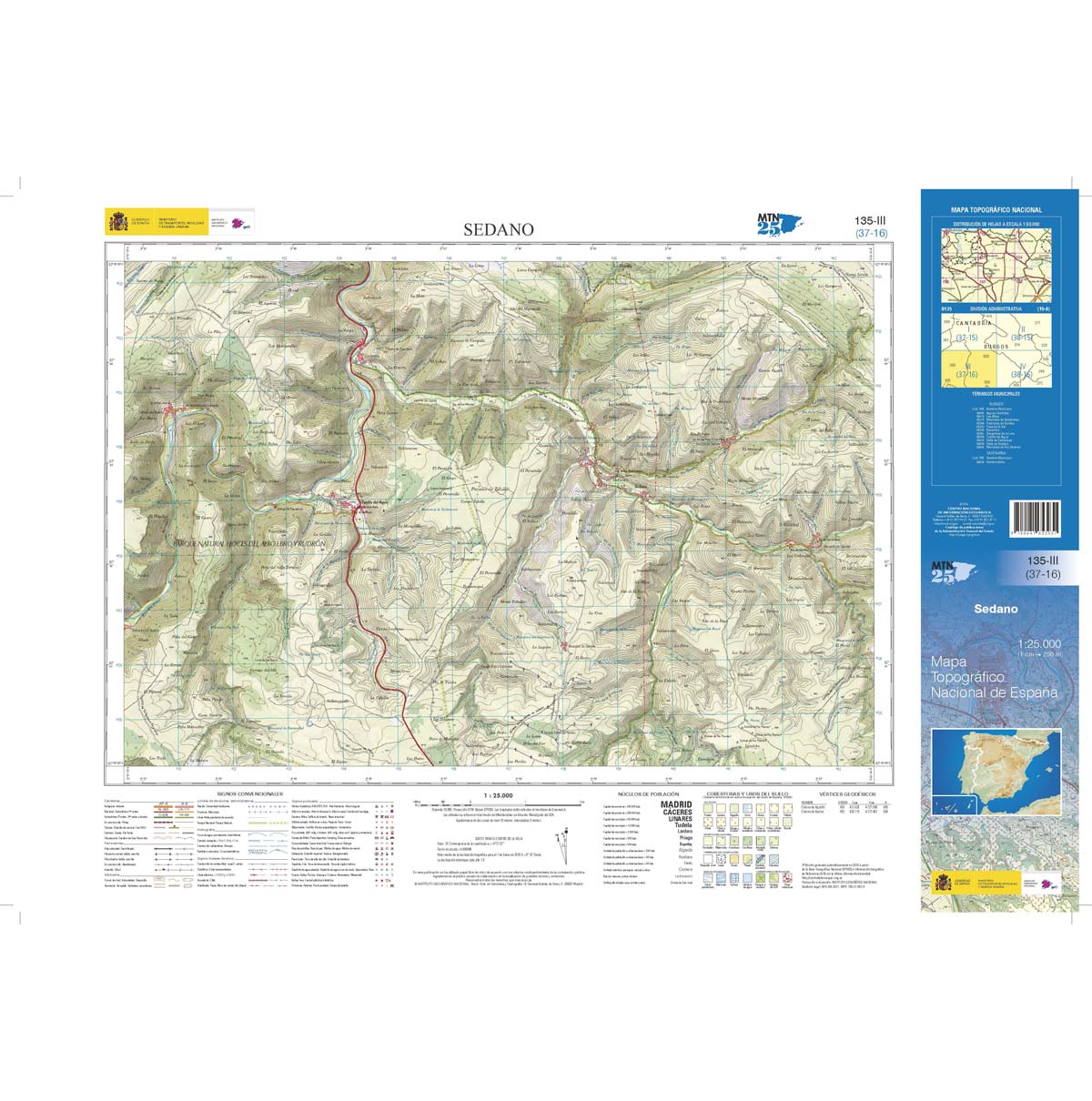 Online bestellen: Topografische kaart 135-III Sedano | CNIG - Instituto Geográfico Nacional1