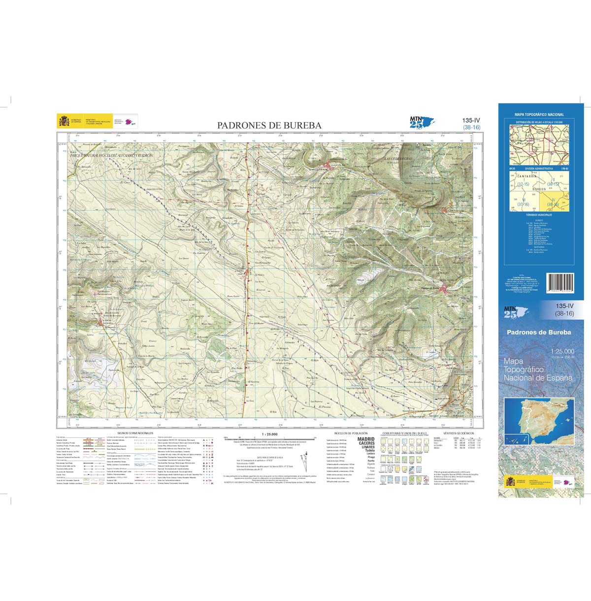 Online bestellen: Topografische kaart 135-IV Padrones de Bureba | CNIG - Instituto Geográfico Nacional1