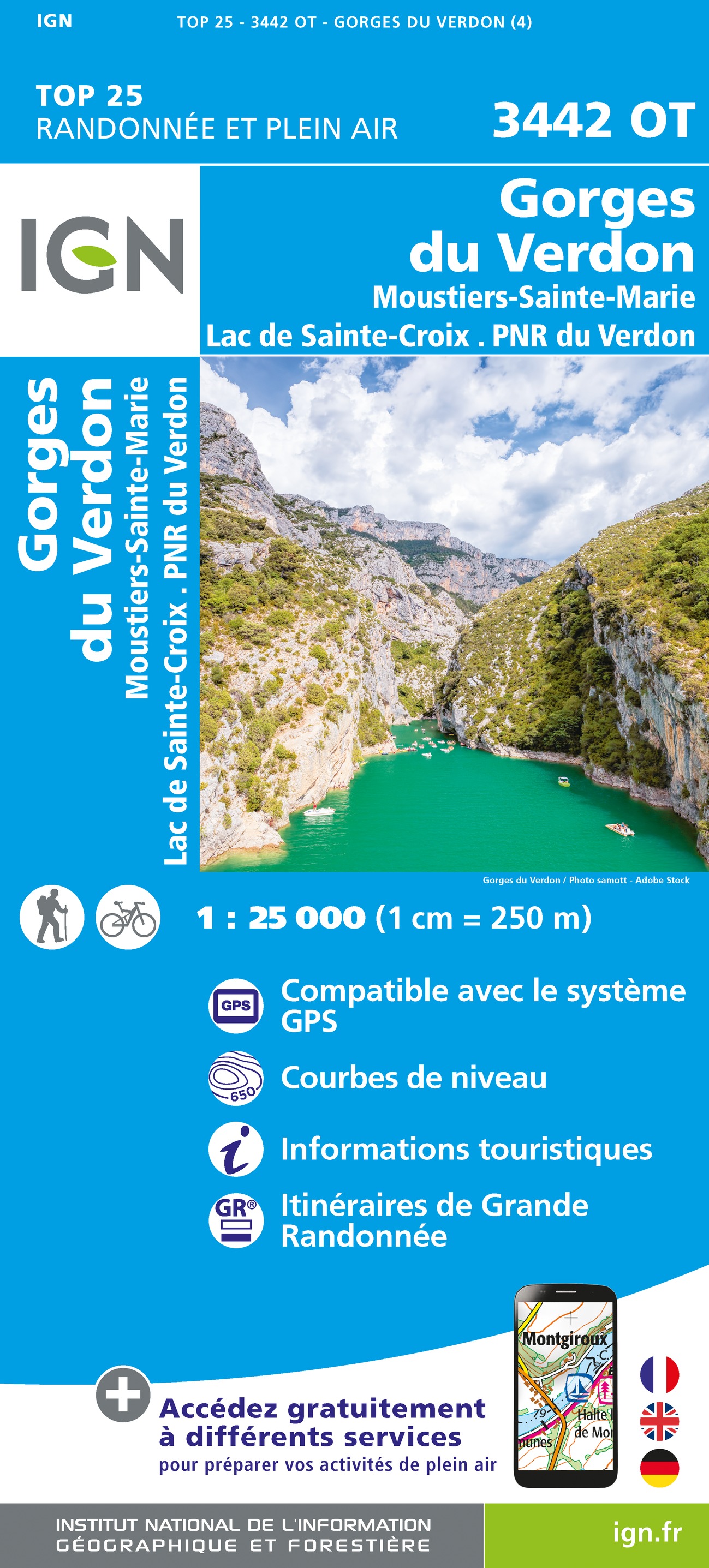 Online bestellen: Wandelkaart - Topografische kaart 3442OT Gorges du Verdon | IGN - Institut Géographique National