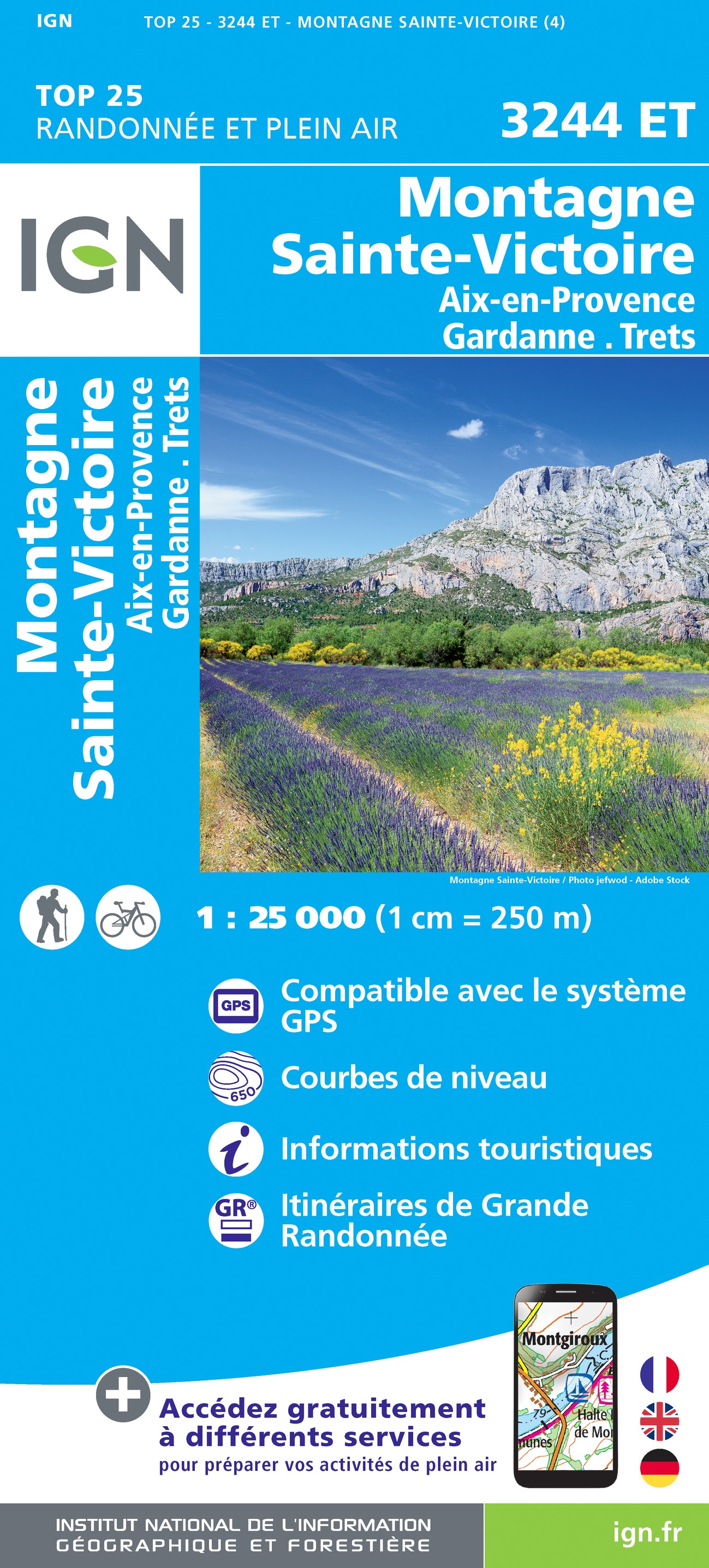 Online bestellen: Wandelkaart - Topografische kaart 3244ET Montagne - Sainte-Victoire | IGN - Institut Géographique National