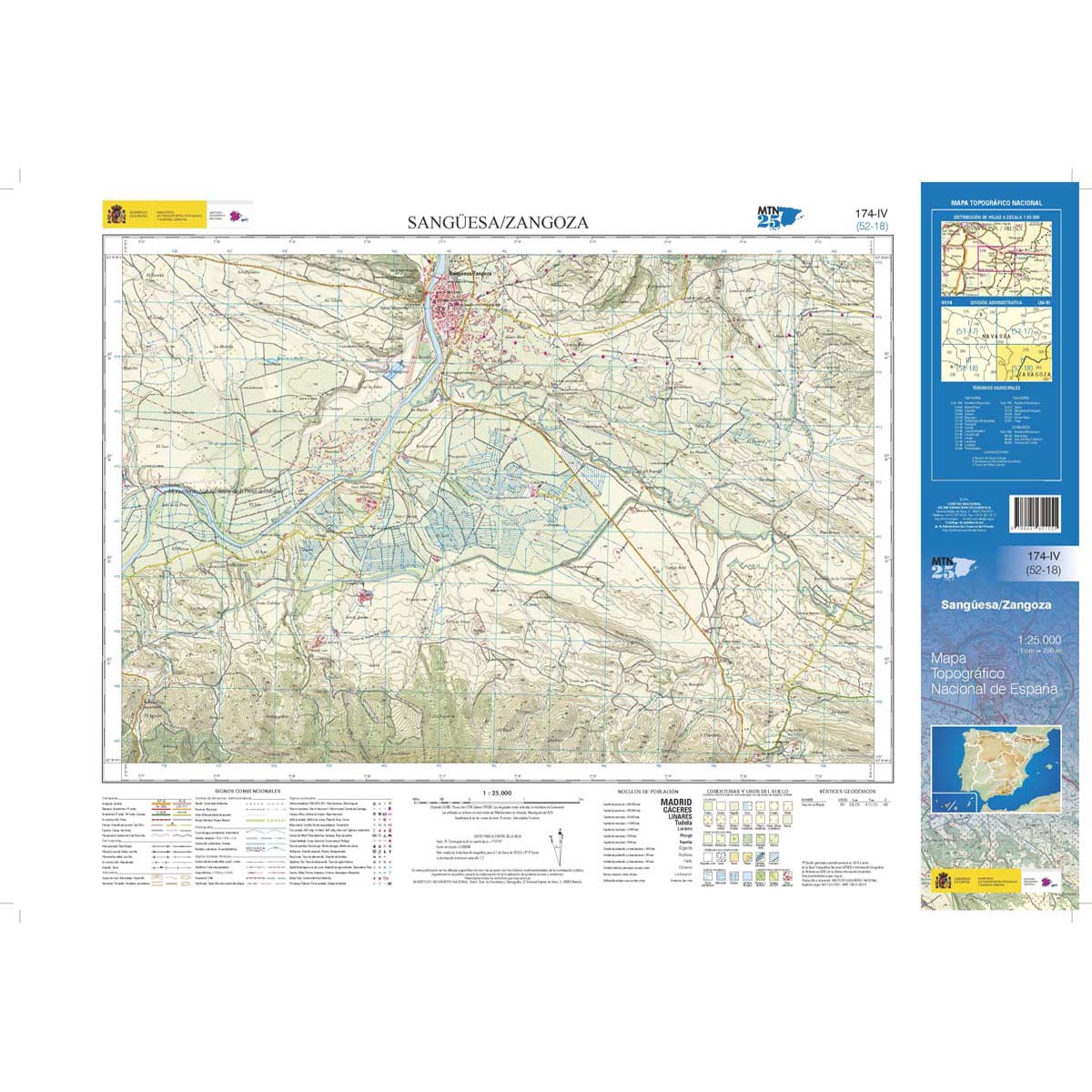 Online bestellen: Topografische kaart 174-IV Sangüesa / Zangoza | CNIG - Instituto Geográfico Nacional1