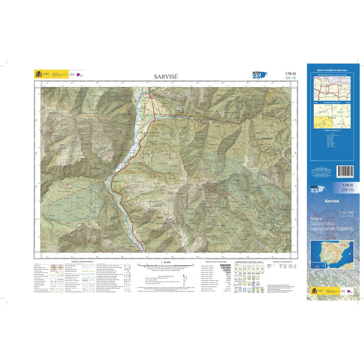 Online bestellen: Topografische kaart 178-III Sarvisé | CNIG - Instituto Geográfico Nacional1