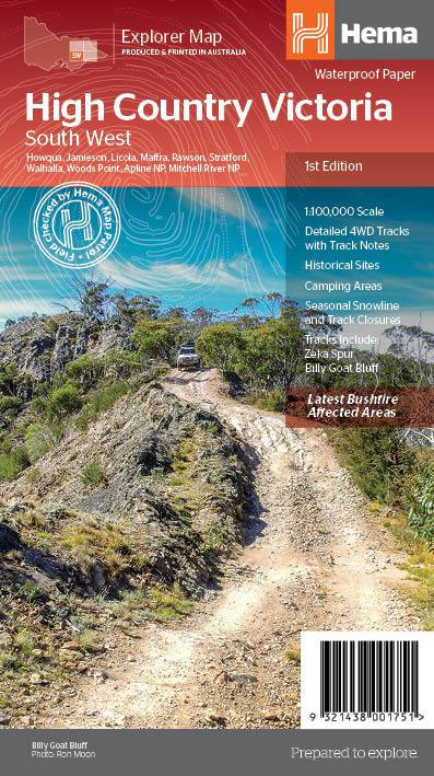 Online bestellen: Wegenkaart - landkaart Explorer Map High Country Victoria South West | Hema Maps