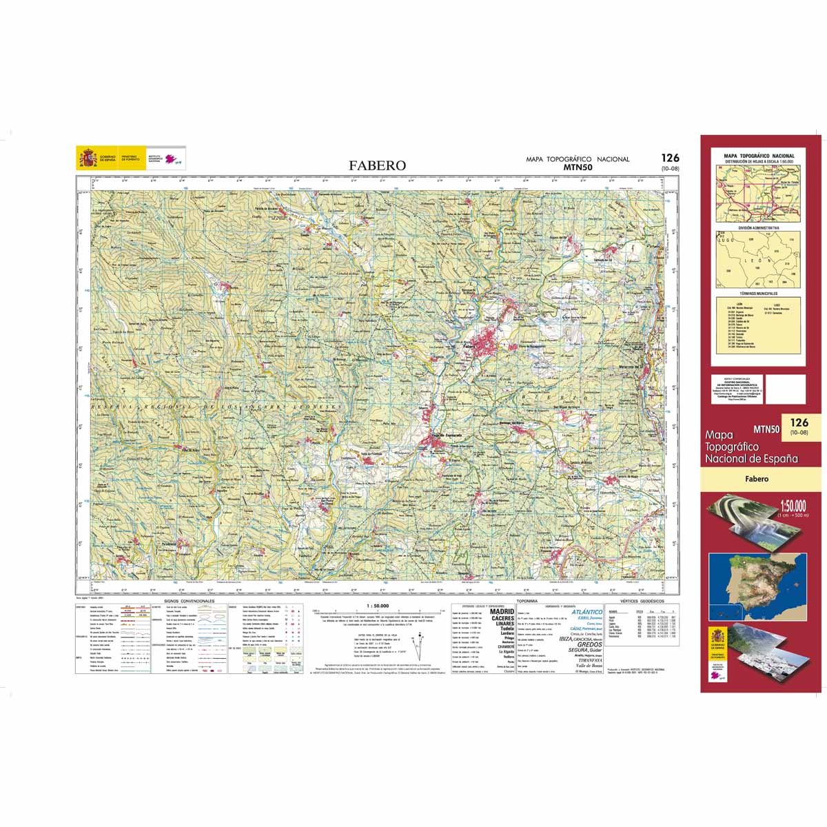 Online bestellen: Topografische kaart 126 MT50 Fabero | CNIG - Instituto Geográfico Nacional1