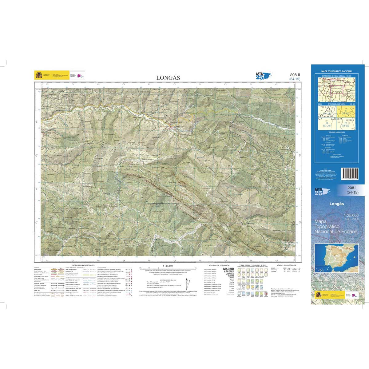 Online bestellen: Topografische kaart 208-II Longás | CNIG - Instituto Geográfico Nacional1