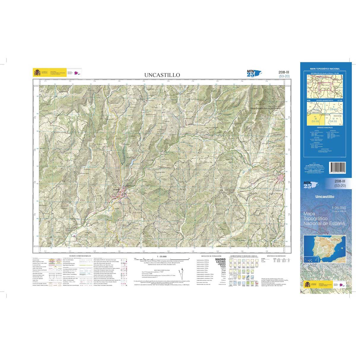 Online bestellen: Topografische kaart 208-III Uncastillo | CNIG - Instituto Geográfico Nacional1