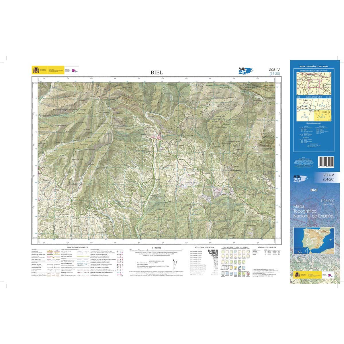 Online bestellen: Topografische kaart 208-IV Biel | CNIG - Instituto Geográfico Nacional1