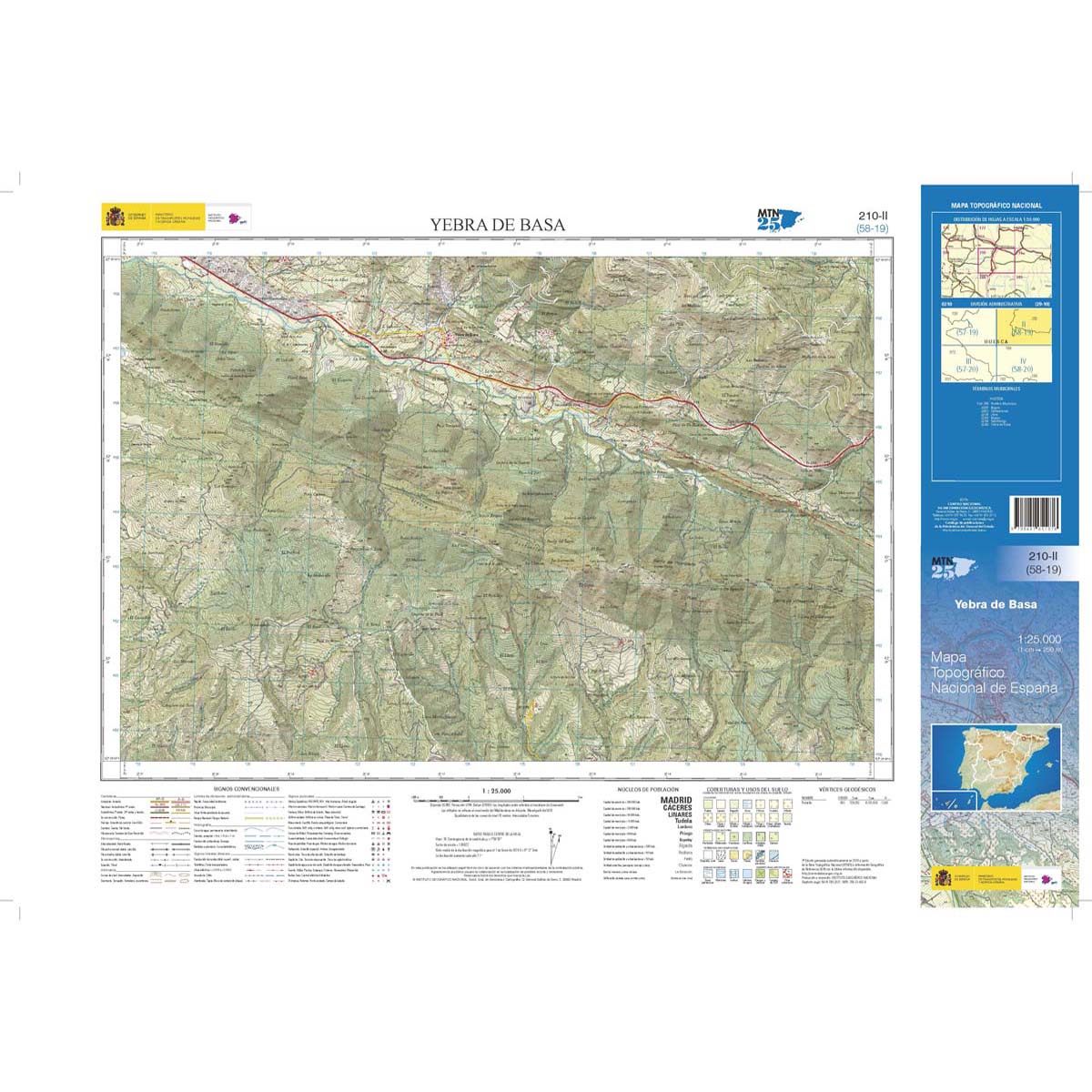 Online bestellen: Topografische kaart 210-II Yebra de Basa | CNIG - Instituto Geográfico Nacional1