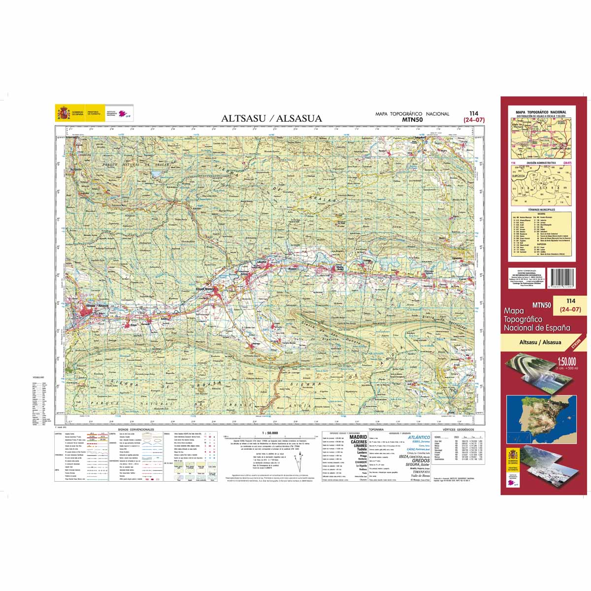 Online bestellen: Topografische kaart 114 MT50 Altsasu / Alsasua | CNIG - Instituto Geográfico Nacional1