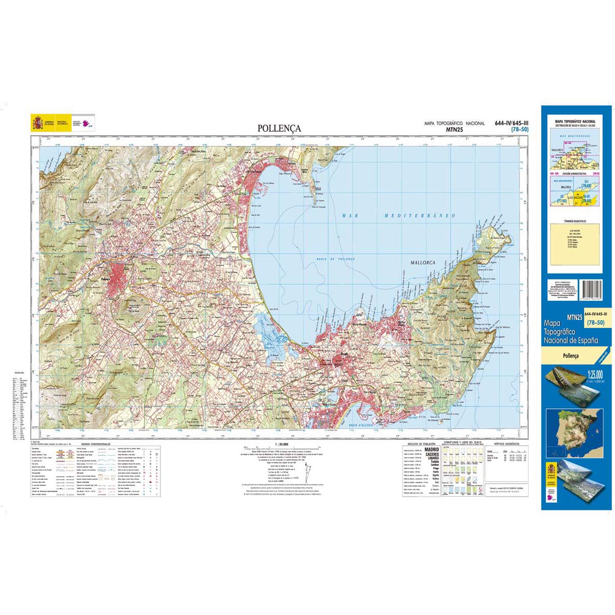 Online bestellen: Topografische kaart 644-IV/645-III Pollença (Mallorca) | CNIG - Instituto Geográfico Nacional1