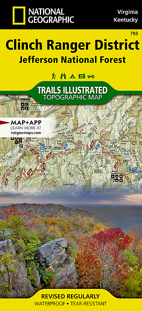 Online bestellen: Wandelkaart 793 Topographic Map Guide Clinch Ranger District | National Geographic