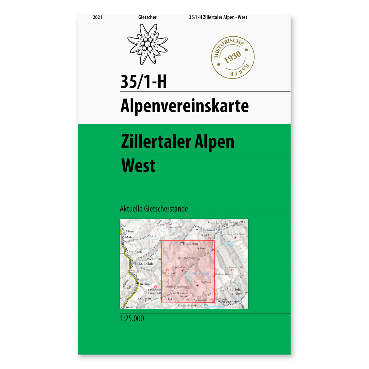 Online bestellen: Wegenkaart - landkaart 35/1H Alpenvereinskarte Zillertaler Alpen West 1930 Historische kaart | Alpenverein